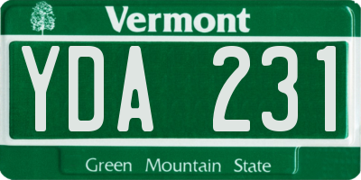VT license plate YDA231