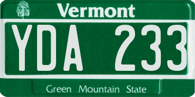 VT license plate YDA233