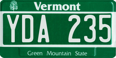 VT license plate YDA235
