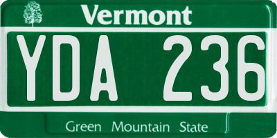 VT license plate YDA236