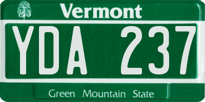 VT license plate YDA237