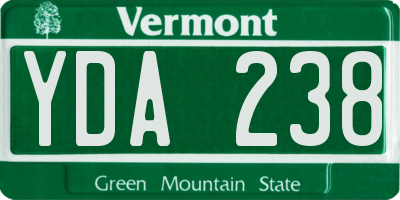 VT license plate YDA238