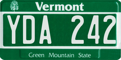VT license plate YDA242