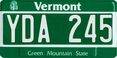 VT license plate YDA245