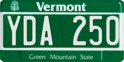 VT license plate YDA250