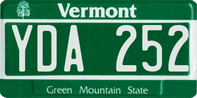 VT license plate YDA252