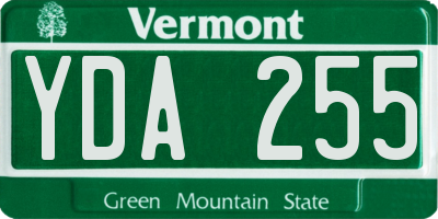 VT license plate YDA255