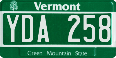 VT license plate YDA258