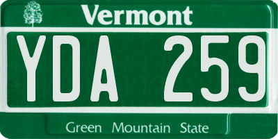VT license plate YDA259