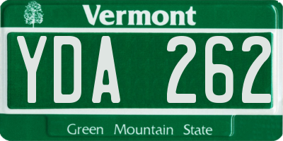 VT license plate YDA262