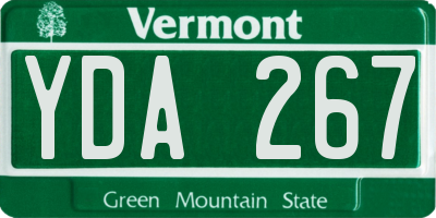 VT license plate YDA267