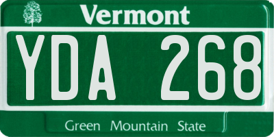 VT license plate YDA268