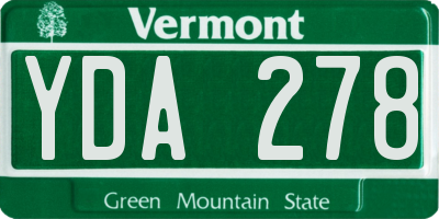 VT license plate YDA278