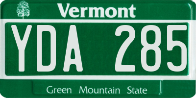 VT license plate YDA285