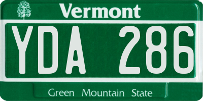 VT license plate YDA286