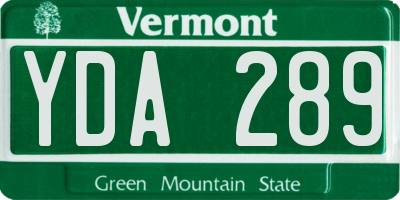 VT license plate YDA289