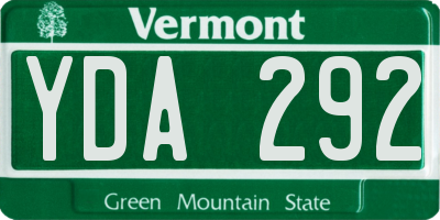VT license plate YDA292