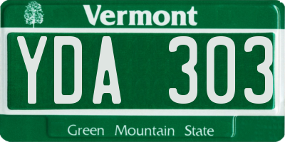 VT license plate YDA303