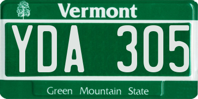 VT license plate YDA305