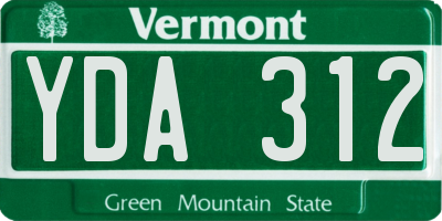 VT license plate YDA312