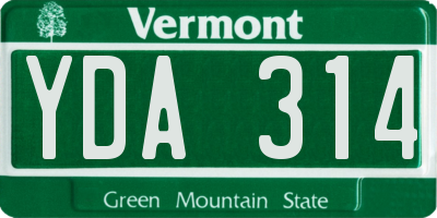 VT license plate YDA314