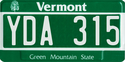 VT license plate YDA315