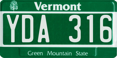 VT license plate YDA316