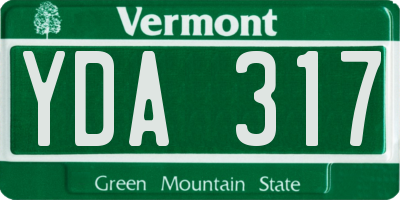 VT license plate YDA317
