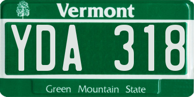 VT license plate YDA318