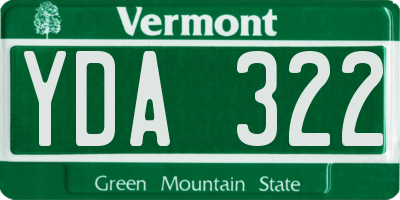 VT license plate YDA322