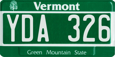 VT license plate YDA326