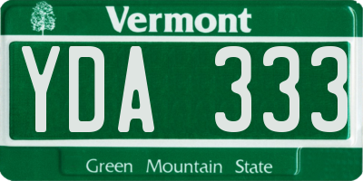 VT license plate YDA333