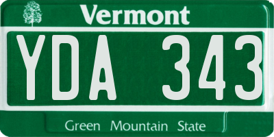 VT license plate YDA343