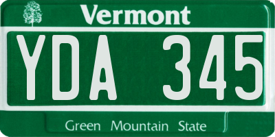 VT license plate YDA345