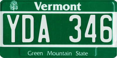VT license plate YDA346