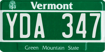 VT license plate YDA347