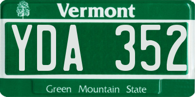 VT license plate YDA352
