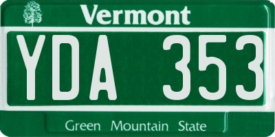 VT license plate YDA353