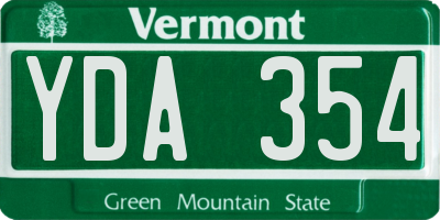 VT license plate YDA354