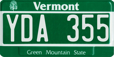 VT license plate YDA355