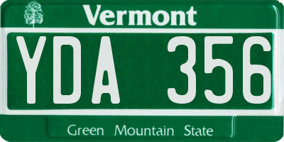 VT license plate YDA356