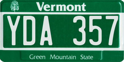 VT license plate YDA357