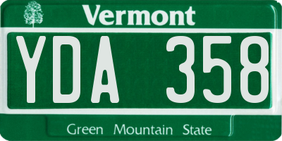 VT license plate YDA358