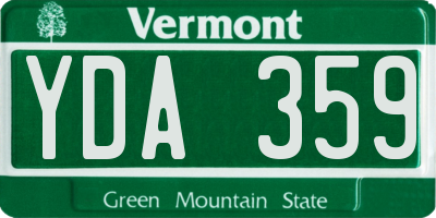 VT license plate YDA359