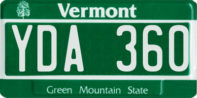 VT license plate YDA360