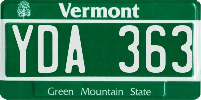VT license plate YDA363