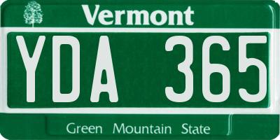 VT license plate YDA365