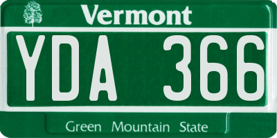 VT license plate YDA366