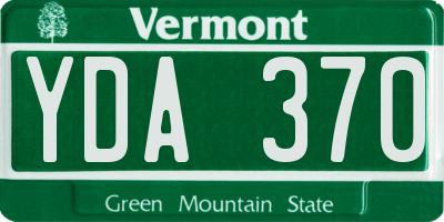 VT license plate YDA370