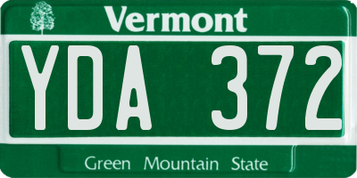 VT license plate YDA372